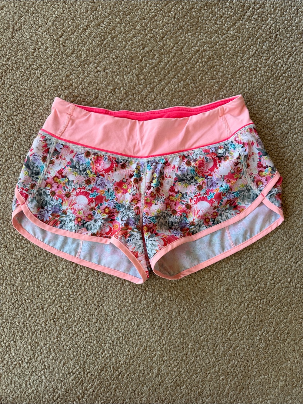 Lululemon Pink Floral Athletic Shorts